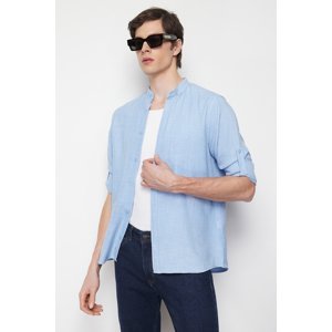 Trendyol Men's Blue Slim Fit Large Collar Casual Shirt