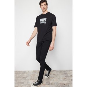 Trendyol Men's Black Relaxed Photo Printed 100% Cotton T-shirt
