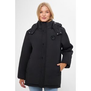 River Club Women's Black Lined Camel Hooded Water And Windproof Winter Coat & Parka
