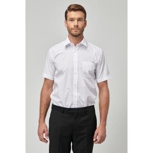 ALTINYILDIZ CLASSICS Men's White Comfort Fit Relaxed Fit Classic Collar Cotton Short Sleeve Basic Shirt