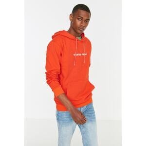 Trendyol Orange Men's Regular Hooded Long Sleeve Sweatshirt