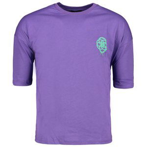 Trendyol Men's Purple Oversize/Wide Cut Short Sleeve Geometric Printed 100% Cotton T-shirt