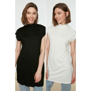 Trendyol Black-White 2-Pack Stand Collar Sleeveless Underwear Liner Tunic