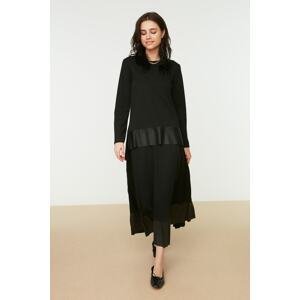 Trendyol 2-Piece Woven Suit with Black Faux Leather Detailed Tunic-Skirt