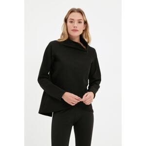 Trendyol Black Zipper Detailed High Neck Knitted Sports Sweatshirt