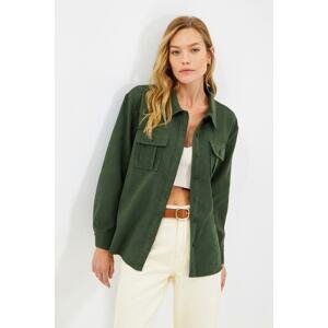 Trendyol Green Double Pocket Oversize Woven Shirt