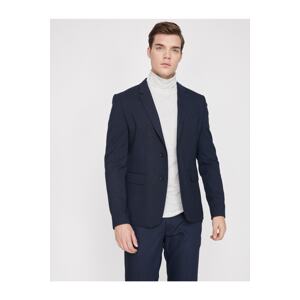 Koton Men's Navy Blue Button Detailed Jacket