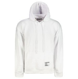 Trendyol Basic White Men's Oversize/Wide Cut Hooded Cotton Sweatshirt with Labeled Fleece Inside