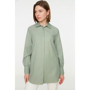 Trendyol Light Khaki Hidden Pat Cuff Detailed Woven Shirt