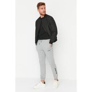 Trendyol Men's Gray Regular/Normal Fit Text Printed Sweatpants