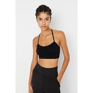 Trendyol Black Seamless/Seamless Back Detail Lightly Support/Shaping Knitted Sports Bra