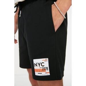 Trendyol Men's Black Regular/Real Fit Mid-Length City Printed Shorts