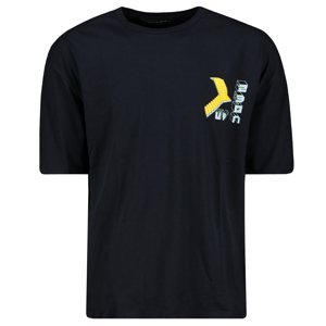 Trendyol Navy Blue Men's Oversize/Wide Cut Geometric Printed 100% Cotton Short Sleeve T-Shirt