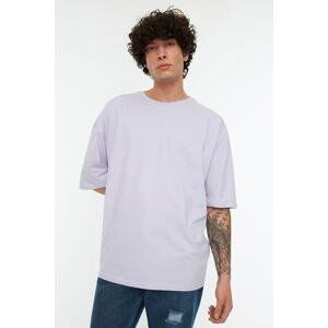 Trendyol Lilac Men's Oversize/Wide Cut Basic Crew Neck Short Sleeve 100% Cotton T-Shirt