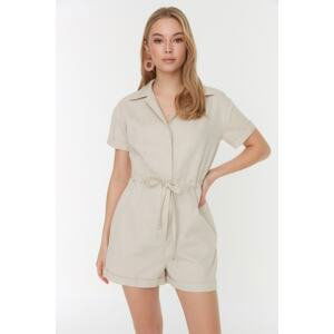 Trendyol Stone Tie Detailed Petite Mini Woven Jumpsuit