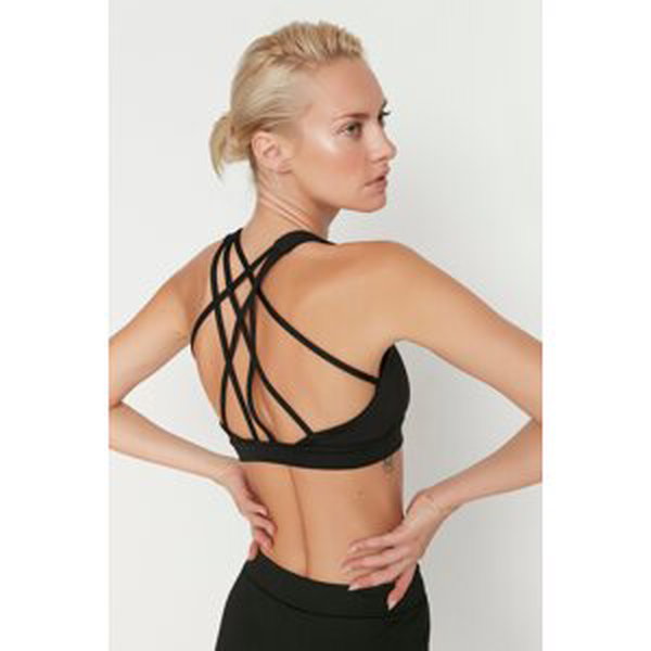 Trendyol Black Supported/Shaping Back Cross Band Detailed Knitted Sports Bra