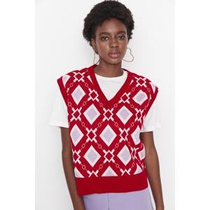 Trendyol Tile V-Neck Jacquard Knitwear Sweater