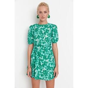 Trendyol Green Floral Mini Woven Dress with Waist Opening Back Detail