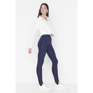 Trendyol Navy Blue Heel Snap-On Shiny Knitted Leggings