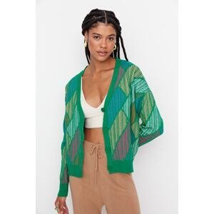 Trendyol Green Oversize Patterned Knitwear Cardigan