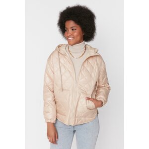 Trendyol Beige Oversize Hooded Quilted Down Jacket