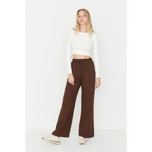 Trendyol Brown Wide Leg Thin Knitted Sports Sweatpants