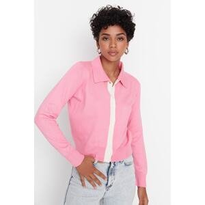 Trendyol Pink Polo Neck Knitwear Cardigan