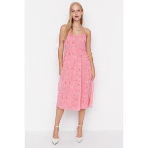 Trendyol Pink Floral A-line Strappy Mini Woven Dress