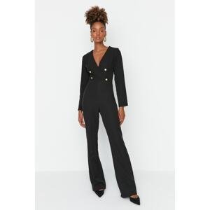 Trendyol Black Buttoned Woven Overalls