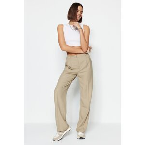 Trendyol Limited Edition Mink Straight/Straight Cut Pleated Woven Trousers