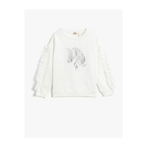 Koton Unicorn Printed Ruffle Detail Sweatshirt