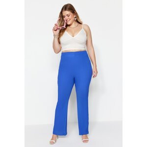 Trendyol Curve Blue Flared Knitted High Waist Trousers