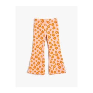 Koton Floral Printed Flared Trousers with Elastic Waist