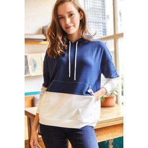 Olalook Women's Navy 2-Color Oversize Sweatshirt