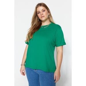 Trendyol Curve Green Crew Neck Double Sleeve Knitted T-Shirt