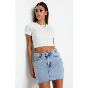 Trendyol Blue Mini Skirt Detail High Waist Denim Skirt