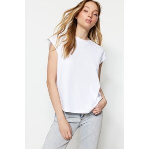 Trendyol White 100% Cotton Low Sleeve Basic Knitted T-shirt