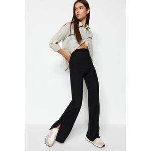 Trendyol Black Side Slits Flare/Spanish Leg High Waist Knitted Trousers