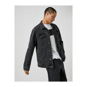 Koton Basic Denim Jacket Buttoned Pocket Detail Classic Collar