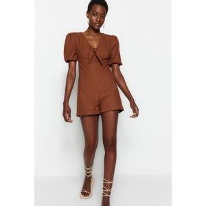 Trendyol Brown Mini Woven Jumpsuit with Tie Detail