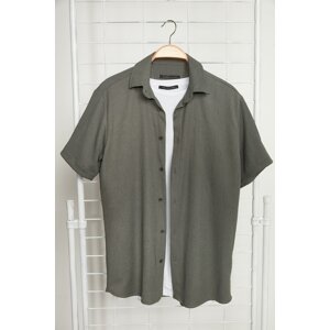 Trendyol Khaki Men's Regular Fit Short Sleeve Textured Knitted Shirt