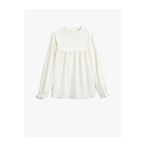 Koton Frill Collar blouse with Long Sleeves Elasticated Cuffs