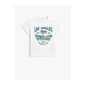 Koton Los Angeles Printed Short Sleeve T-Shirt. Crewneck Cotton.