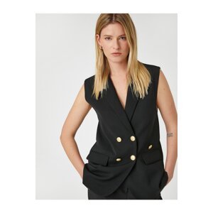 Koton Double Breasted Vest with Button Detail