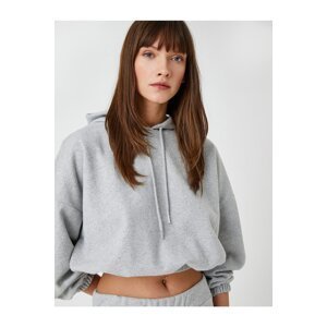 Koton Crop Hooded Sweatshirt with Elastic Waist