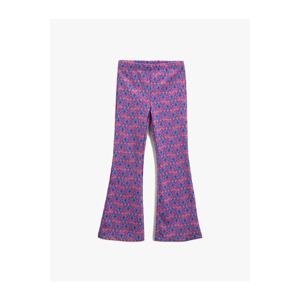 Koton Butterfly Patterned Flare Leg Tights Trousers with Elastic Waist
