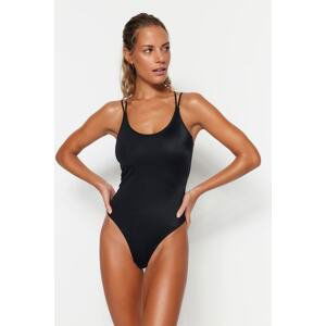 Trendyol Black Micro Back Detailed Snap Knitted Body