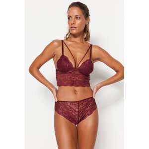 Trendyol Claret Red Underwear Set With Lace Piping