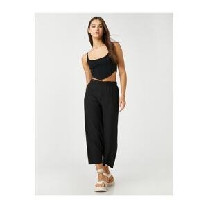 Koton Relaxed Cut Trousers with Elastic Waist Crop Legs
