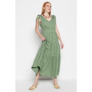 Trendyol Khaki A-Line/Bell Form Flounce Maxi Woven Dress